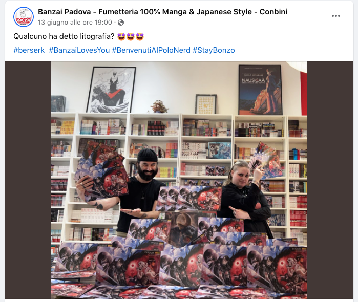 La nuova variant di Berserk 42 di Panini è uscita da poco più di 1 giorno e panini ne ha combinata un'altra delle sue. Partiamo dall'inizio. Panini aveva fatto una gran pubblicità per indurti al preordine del volume 42 di Berserk entro il 29 febbraio perchè solo preordinandola avresti avuto l'esclusiva litografia. L'uscita era fissata per la prima settimana di aprile.